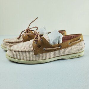 Sperry Top-Sider Original Seersucker Stripe Boat Shoes Non Slip 9 Women Pink